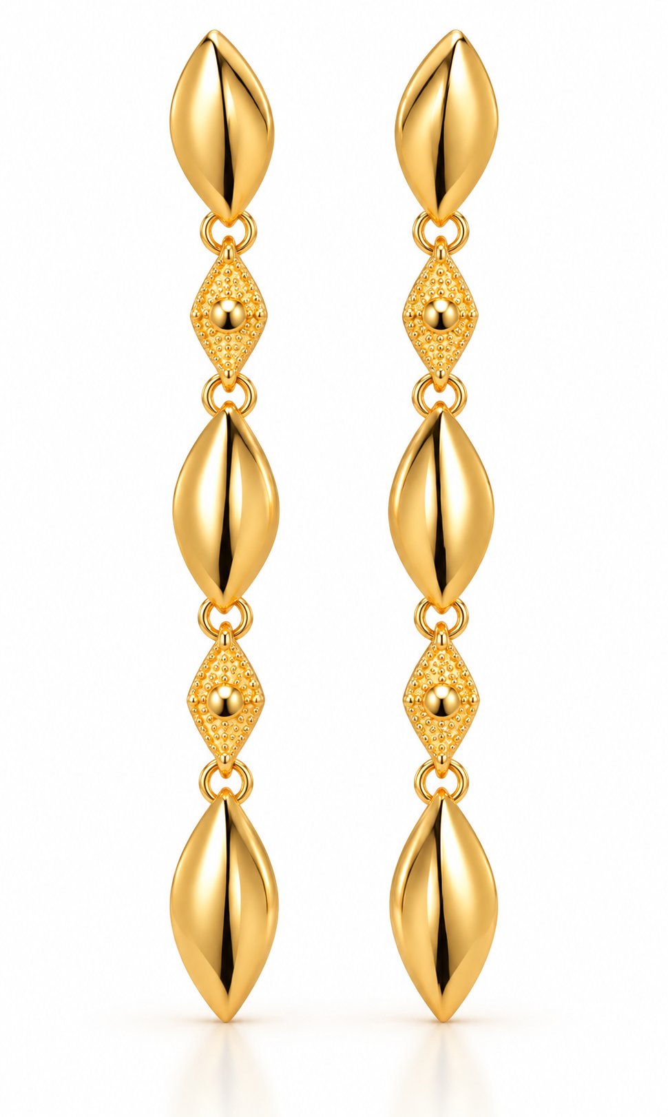 925 Silver Leaf Drop Earrings with Korean Diamond