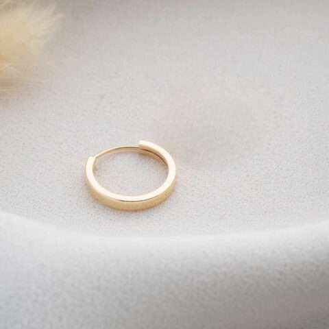 Gold Flat Hoop Hidden Lock Earring SINGLE 1.5 cm