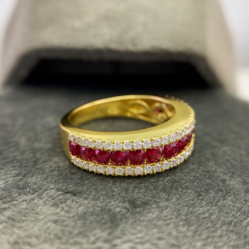 925 Silver Ruby Band Ring – Women’s Jewellery | Gold Plated - Image 4
