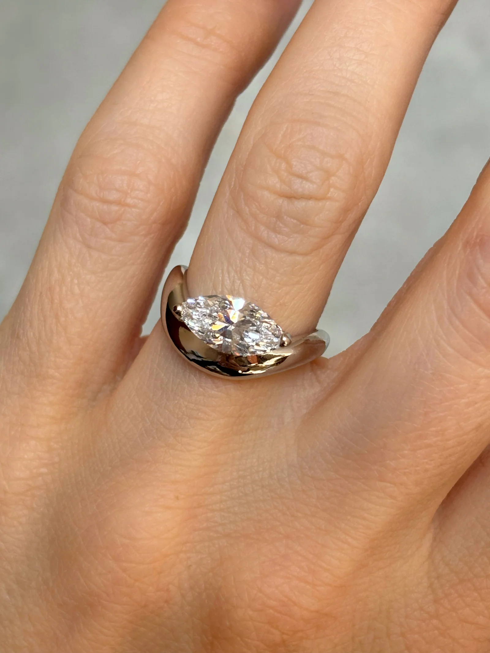 925 Silver Marquise Cut Solitaire Ring | Sterling Silver Engagement Ring for Women - Image 3