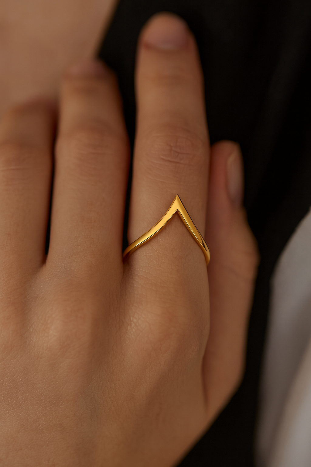 V-Shape Ring – 925 Silver | Gold Plated Minimal Women’s Jewellery - Image 3