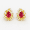 Ruby Halo Earrings 925 Silver 18K Gold Plated