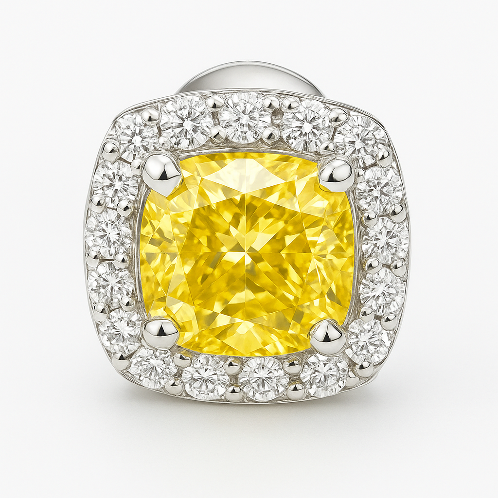 Yellow Cushion Halo Stud Earrings – 925 Silver | Women’s Silver Jewellery - Image 2