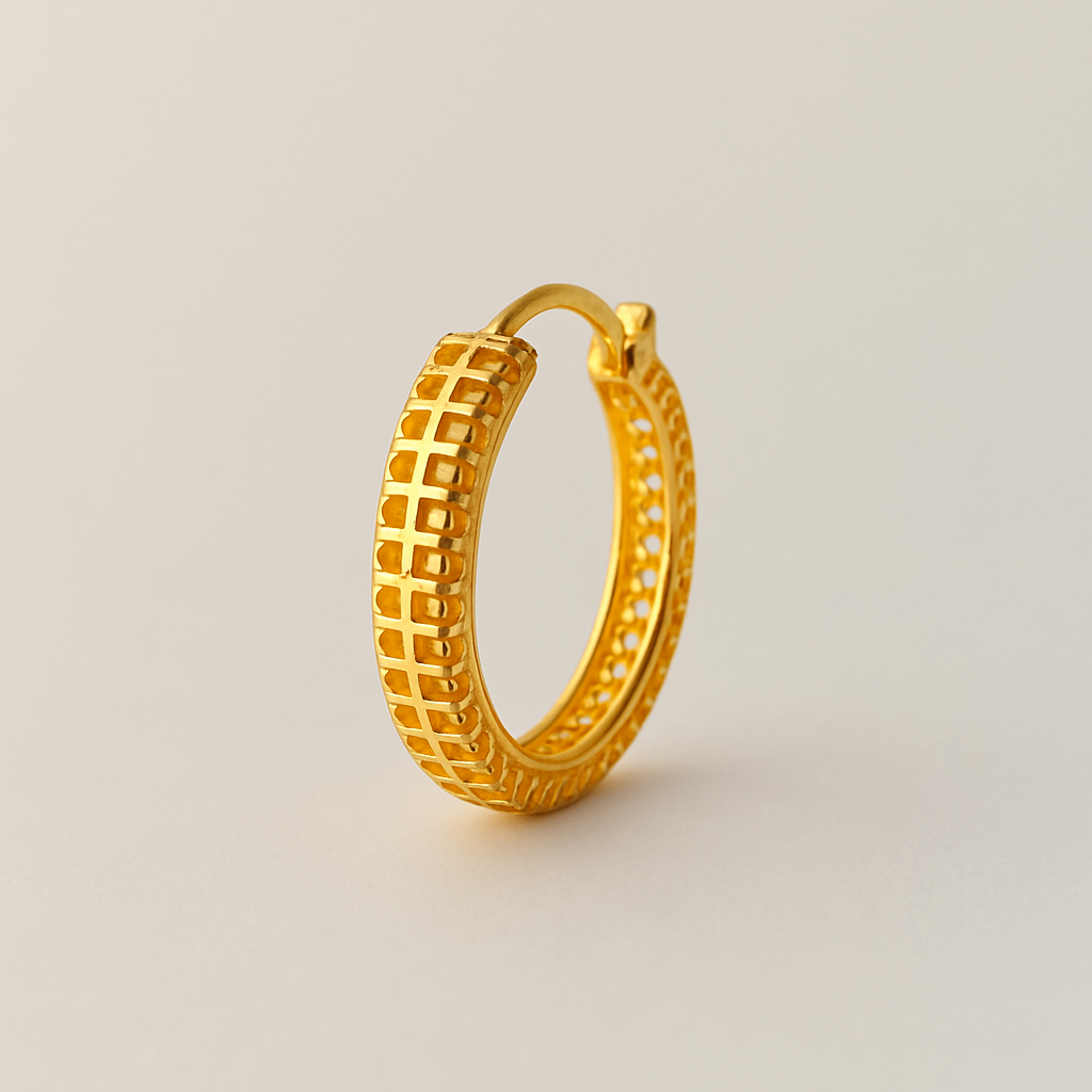 Golden Hoop Earrings – 925 Silver | Korean Studded Women’s Jewellery - Image 3