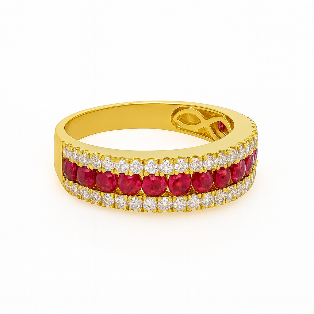 925 Silver Ruby Band Ring – Women’s Jewellery | Gold Plated - Image 2