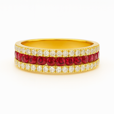 925 Silver Ruby Band Ring – Women’s Jewellery | Gold Plated