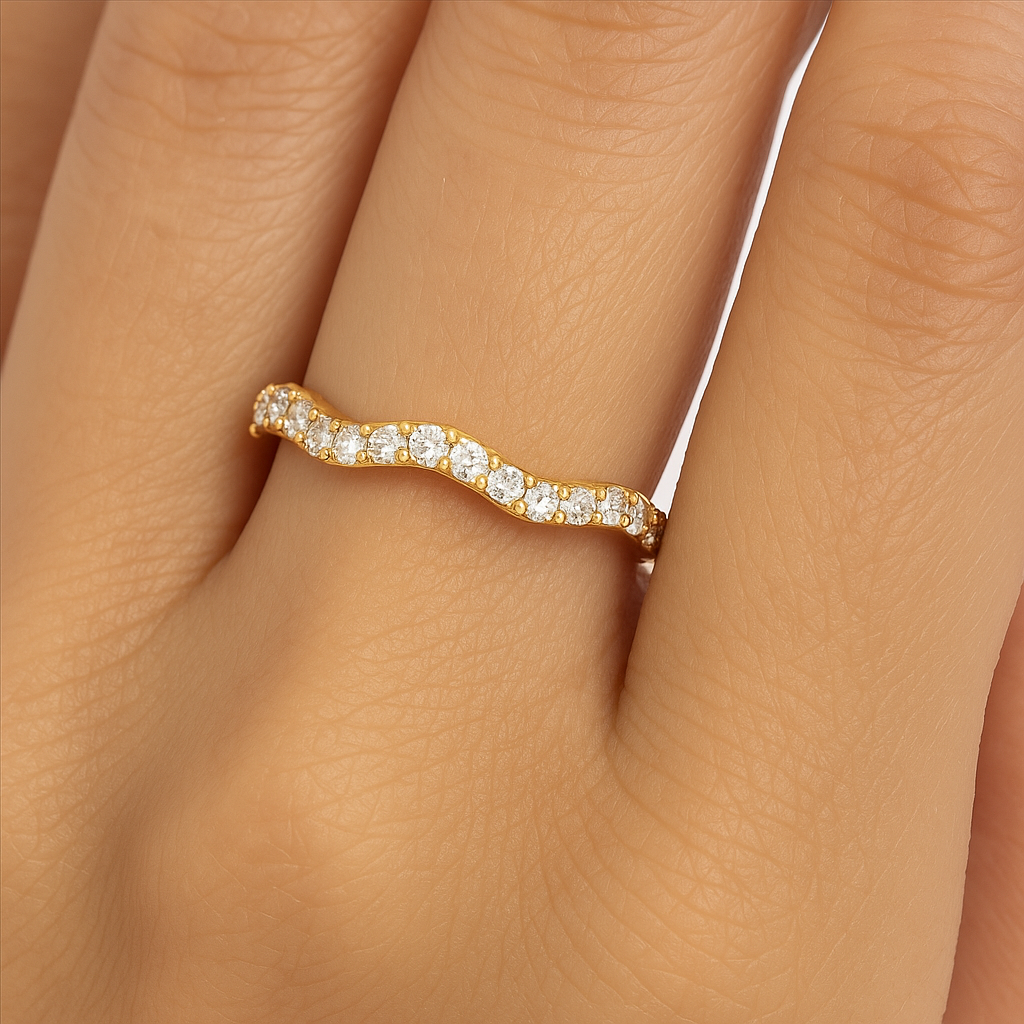 Wave Korean Band Ring – 925 Silver | Gold Plated Women’s Jewellery - Image 3