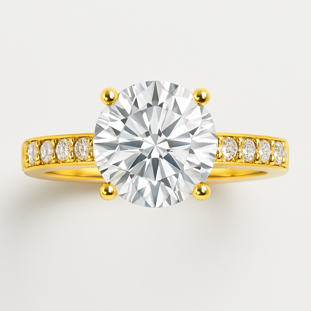 925 Silver Solitaire Engagement Ring – Gold Plated CZ Women’s Ring