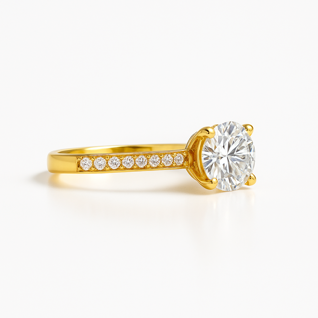 925 Silver Solitaire Engagement Ring – Gold Plated CZ Women’s Ring - Image 2