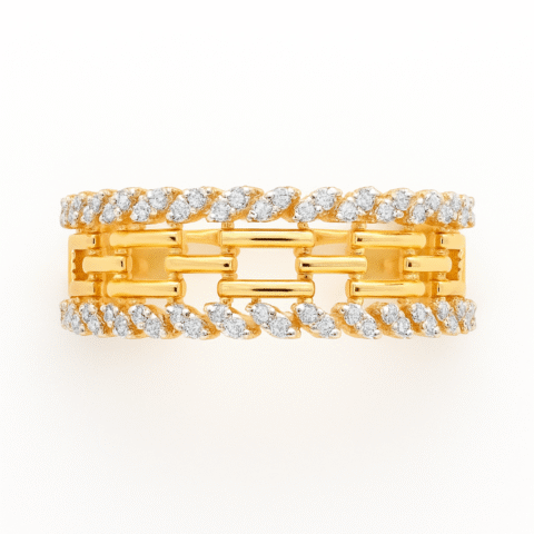 Double Row Korean Band Ring – 925 Silver | Gold Plated Women’s Jewellery