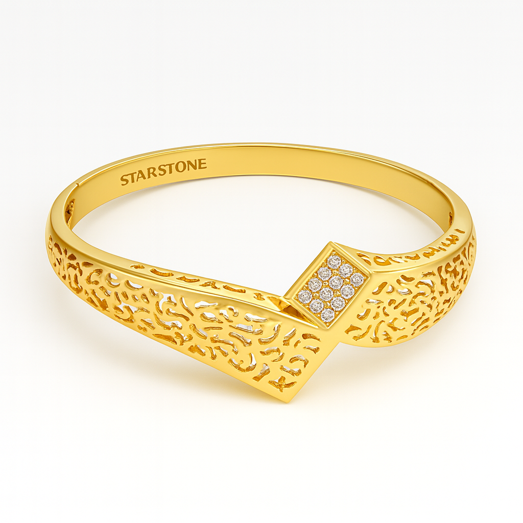 925 Silver Designer Korean Kada | Gold Plated Women’s Bangle Jewellery - Image 2