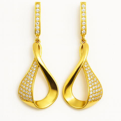 Twisted Drop Earrings – 925 Silver | Gold Plated Korean Women’s Jewellery
