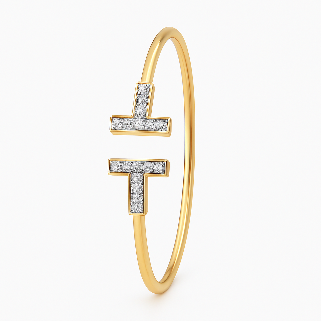 925 Silver Open T Bangle – Minimalist Adjustable Silver Bracelet