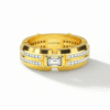 925 Silver Gold Plated Men's Statement Ring | Baguette Cut Korean Diamond Band for Men"