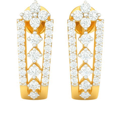 925 Silver Diamond Hoop Earrings | Gold Plated Korean Huggie Earrings for Women"