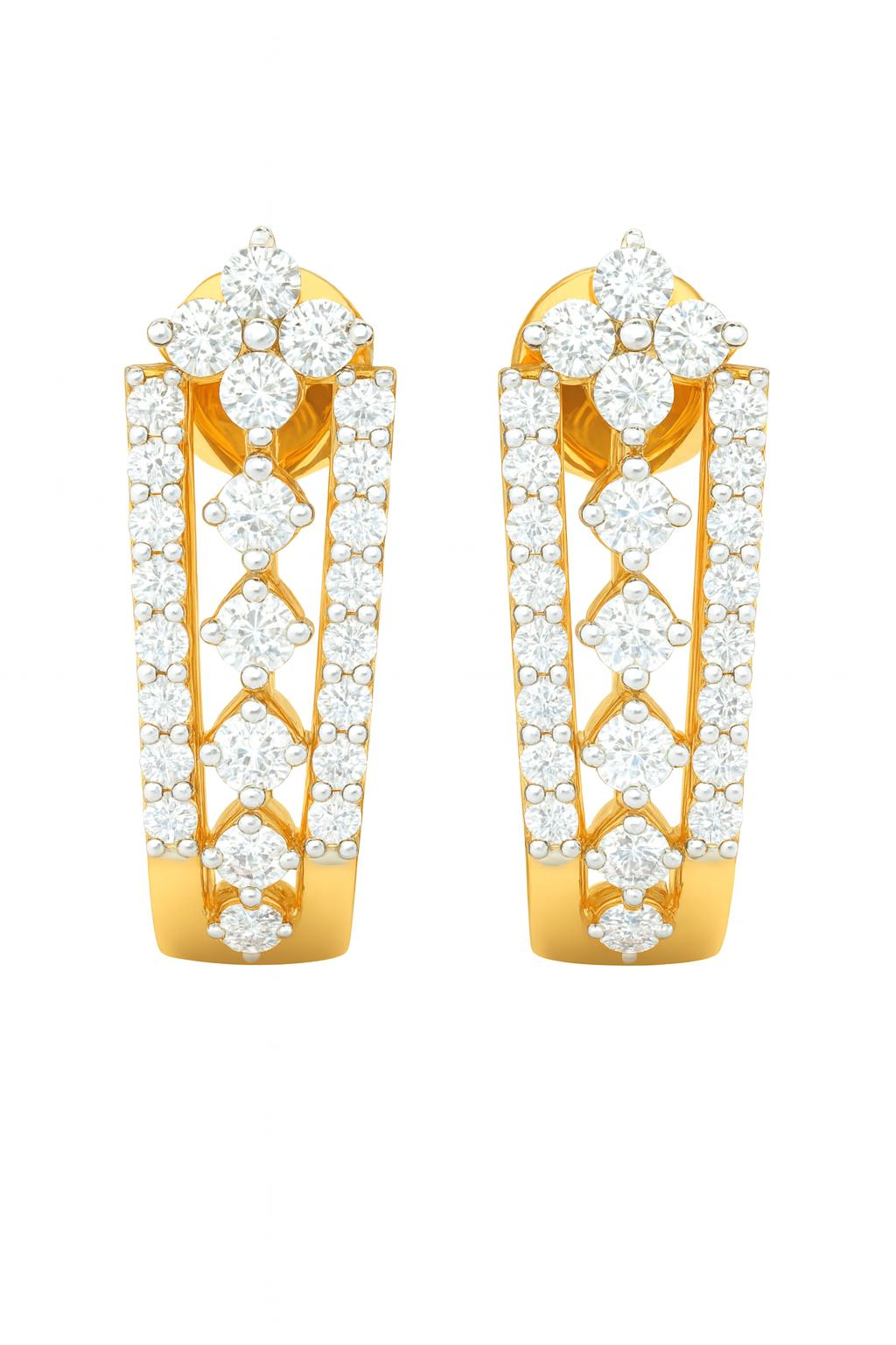 925 Silver Diamond Hoop Earrings | Gold Plated Korean Huggie Earrings for Women"