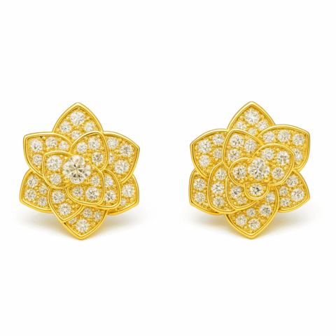 925 Silver Flower Stud Earrings | Sterling Silver Korean Design