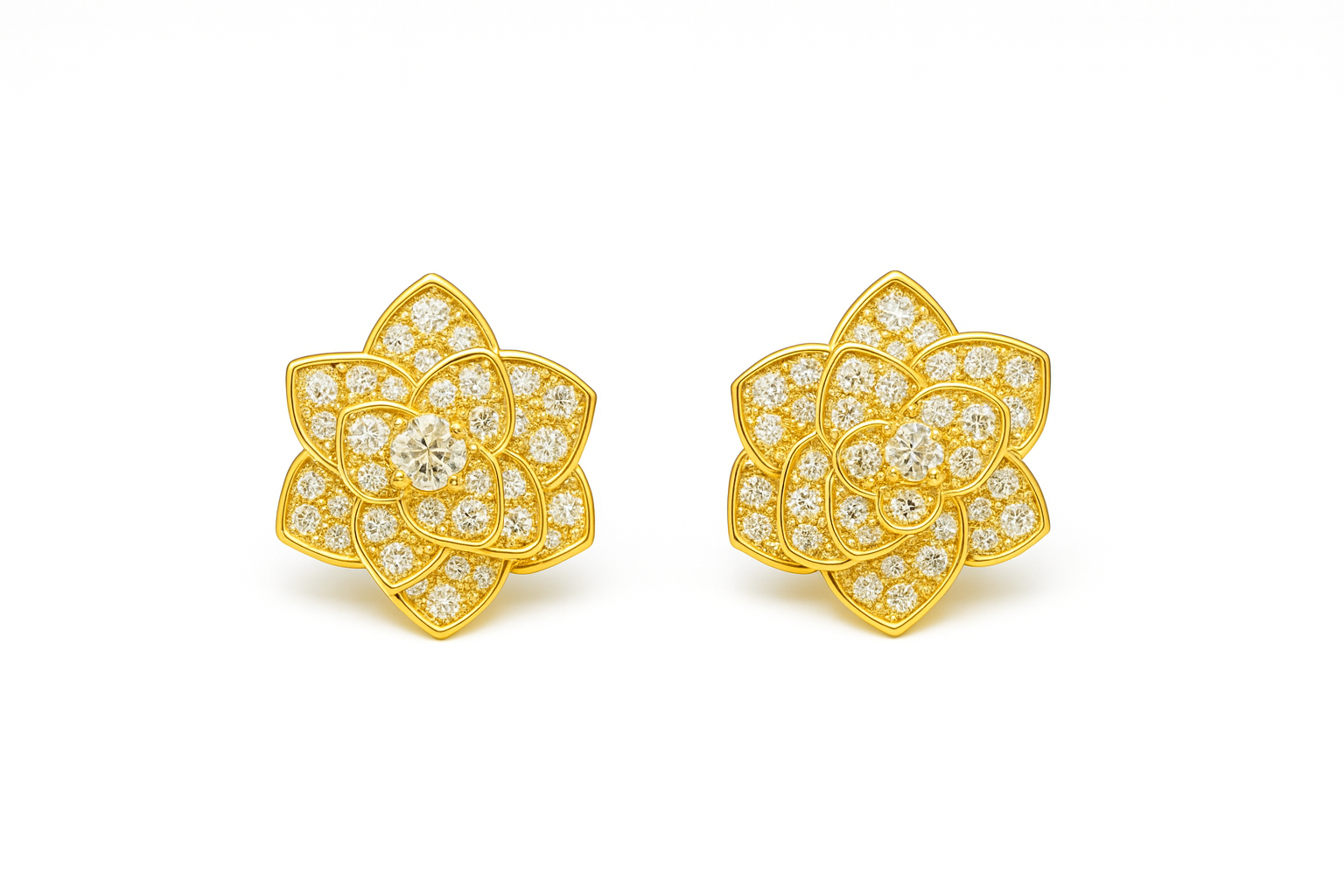 925 Silver Flower Stud Earrings | Sterling Silver Korean Design