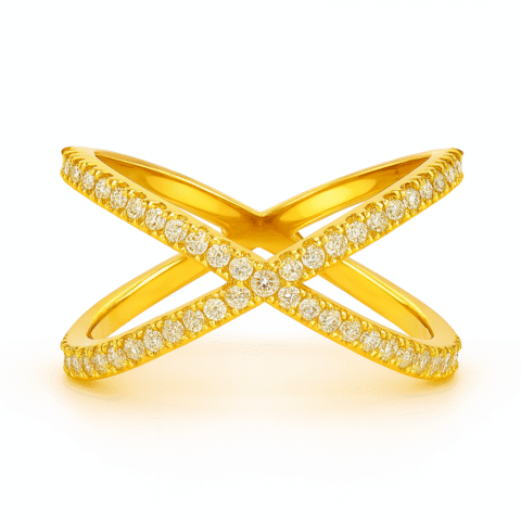 925 Silver Criss Cross Diamond Ring | Stylish Women’s Band