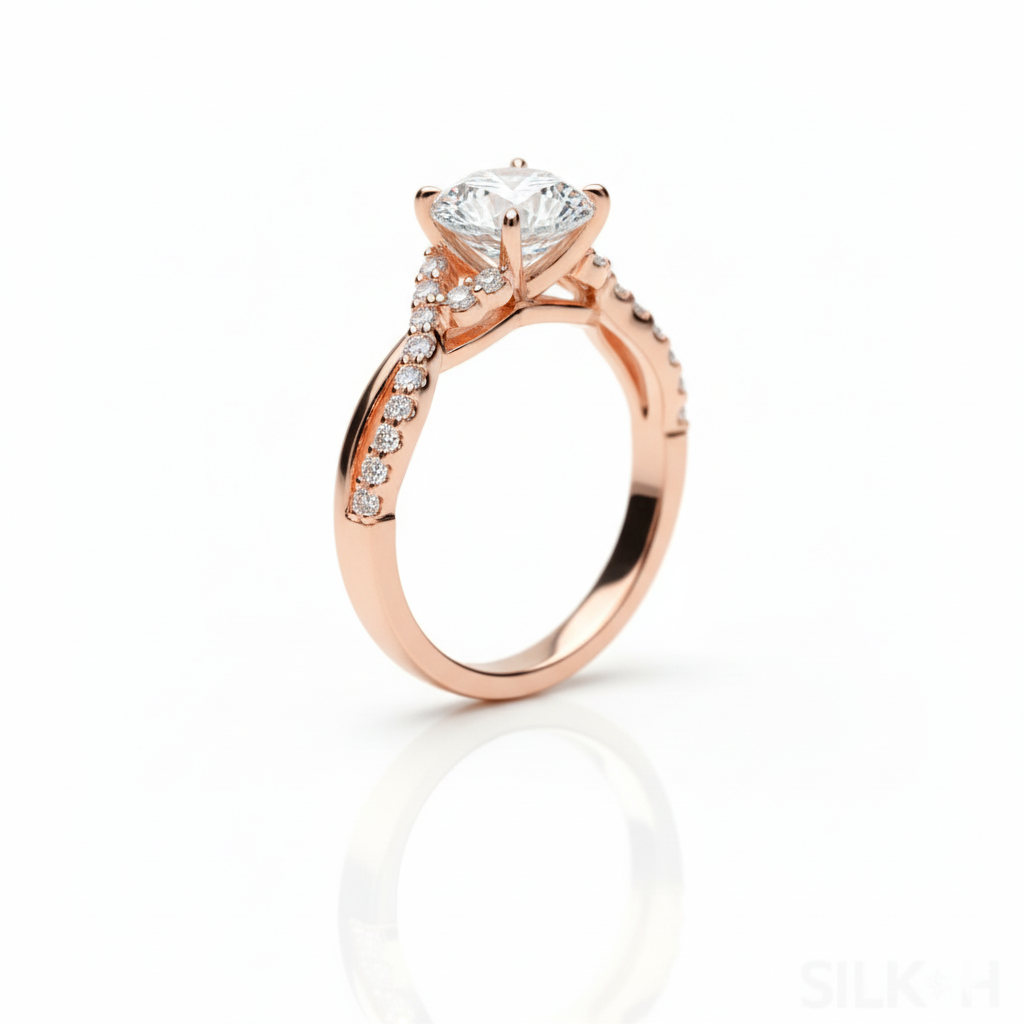 Solitaire Engagement Ring – 925 Silver | Rose Gold Plated Women’s Jewellery - Image 2