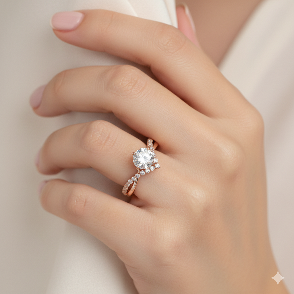 Solitaire Engagement Ring – 925 Silver | Rose Gold Plated Women’s Jewellery - Image 3
