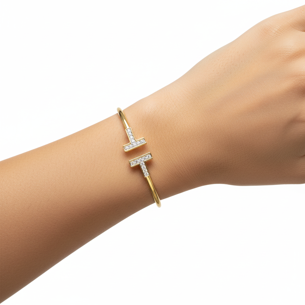 925 Silver Open T Bangle – Minimalist Adjustable Silver Bracelet - Image 3