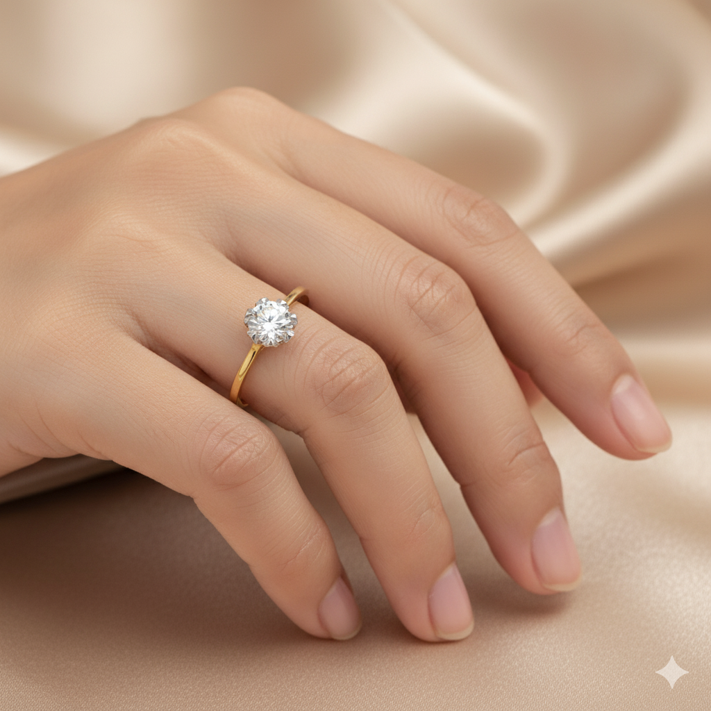 Flower Solitaire Ring – 925 Silver | Gold Plated Women’s Jewellery - Image 2