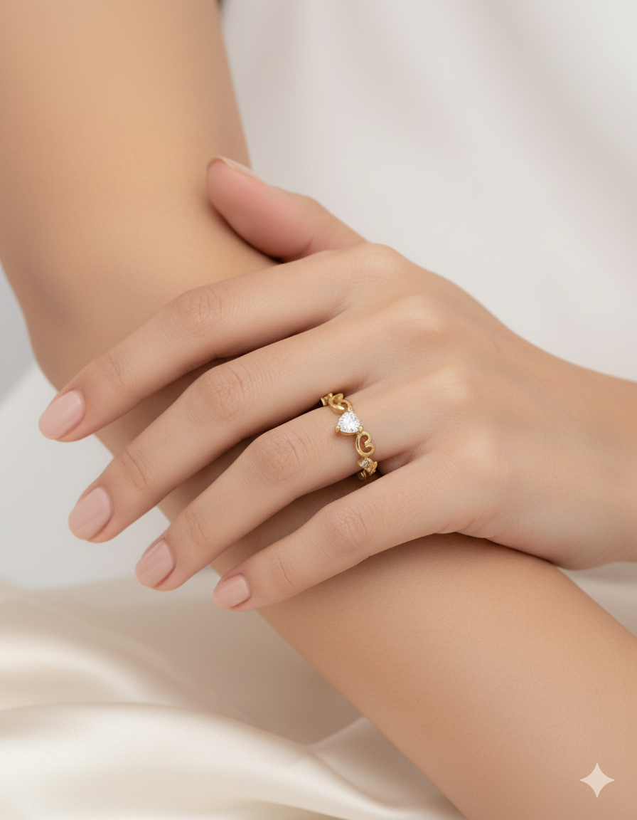 Delicate Floral Korean Ring – 925 Silver | Gold Plated Women’s Jewellery - Image 3