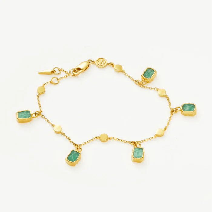 Gold Plated Amazonite Charm Bracelet 925 Silver - Image 3