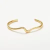 Gold Plated Molten Wave Cuff Bracelet 925 Silver