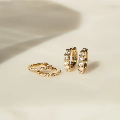 Chunky Diamond Huggie Hoop Earrings