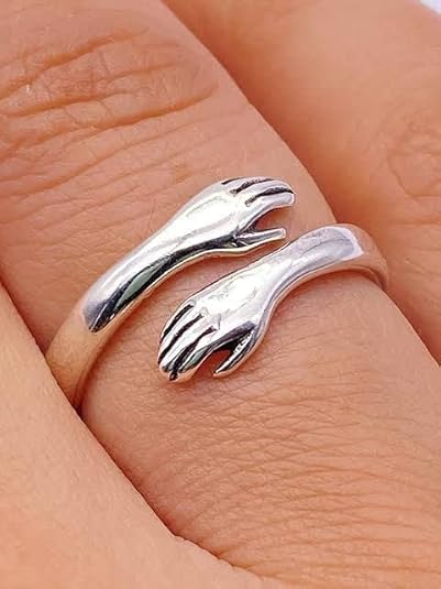 925 Sterling Silver Hug Me More Ring for Girls | Cute Adjustable Hug Ring - Image 3