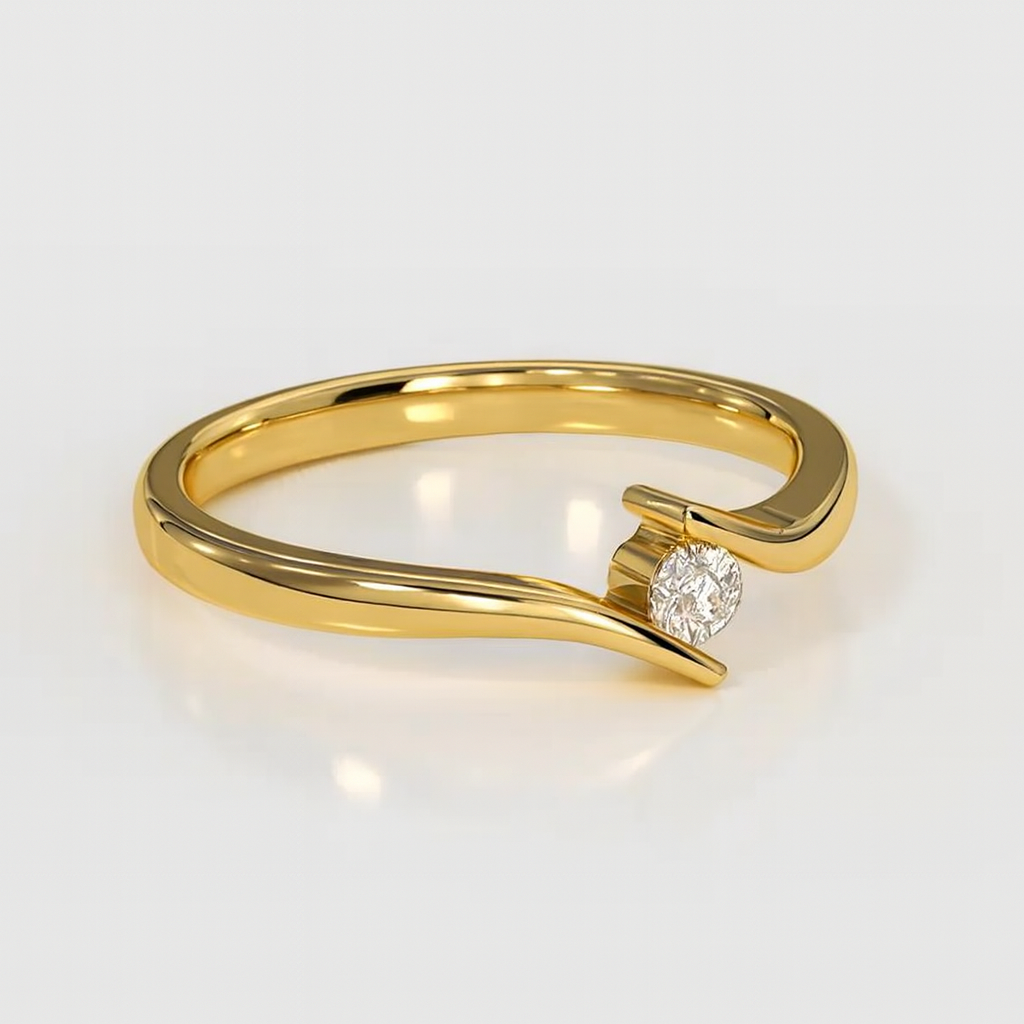 925 Silver Solitaire Diamond Ring | Elegant Gold Plated Promise Ring - Image 2