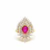 925 Silver 18KT Yellow Gold Plated Pink Ruby Diamond Ring | Korean Design Luxury Jewelry for Women | Customizable Statement Ring