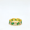 925 Silver Emerald and Diamond Eternity Band in 18K Yellow Gold | Green Stone Wedding Ring for Women”