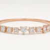 925 Silver 18KT Rose Gold Plated Diamond Bracelet | Korean Design Luxury Jewelry for Women | Customizable Heart Diamond Bangle
