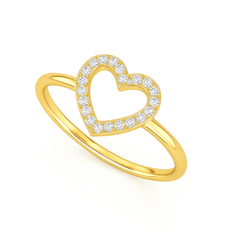 ✨ 925 Sterling Silver Gold Plated Open Heart Diamond Ring for Women | Dainty Promise Ring | Gift for Her | Elegant Heart Shape Design