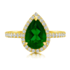 925 Silver The Emerald Tear Drop Halo Ring
