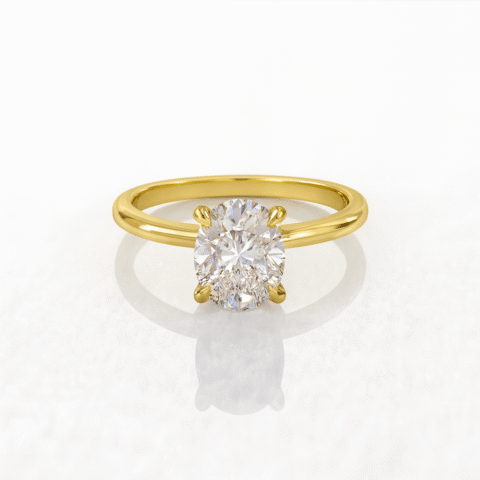 925 Silver 1CT Oval Solitaire Monsannite Diamond Ring | Gold Plated Engagement Ring for Women”