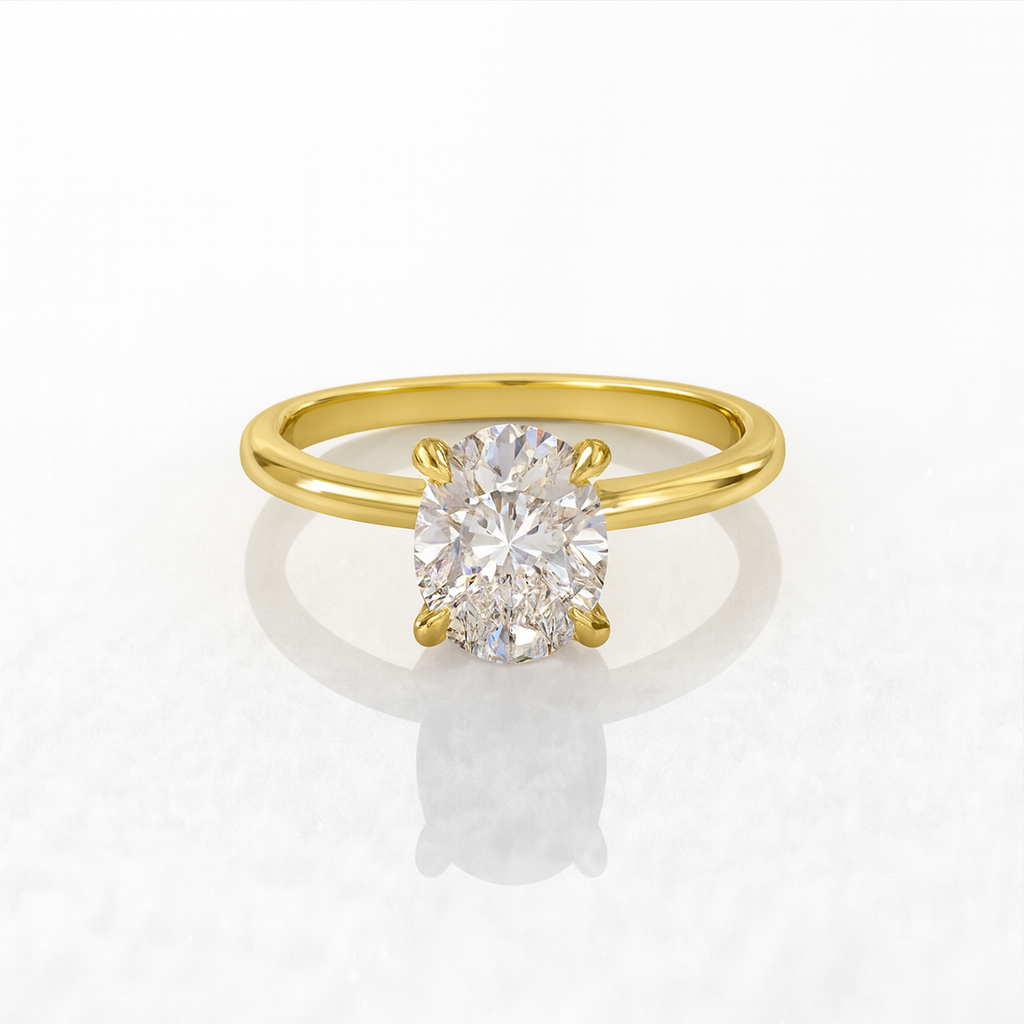 925 Silver 1CT Oval Solitaire Monsannite Diamond Ring | Gold Plated Engagement Ring for Women”