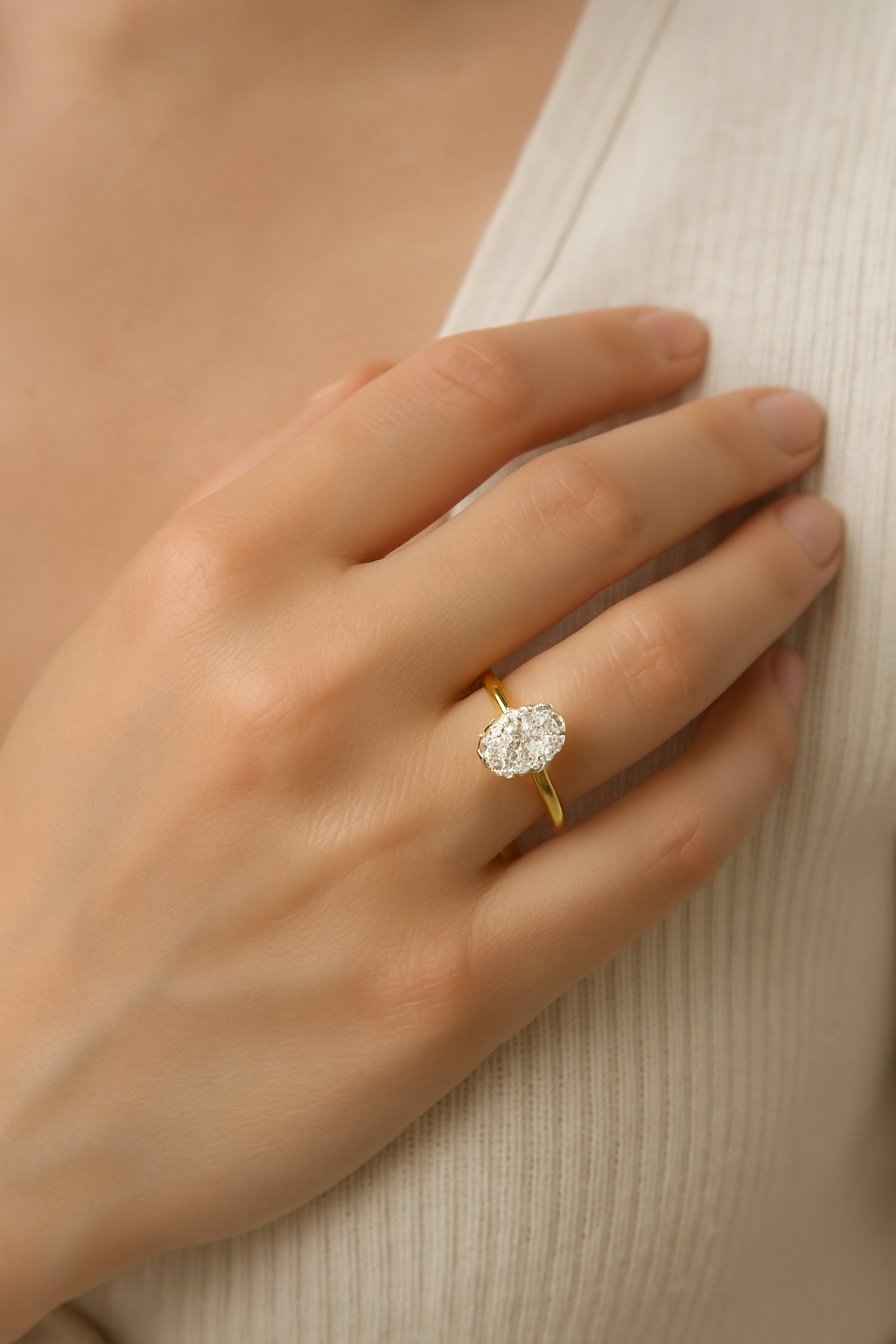 925 Silver 1CT Oval Solitaire Monsannite Diamond Ring | Gold Plated Engagement Ring for Women” - Image 3