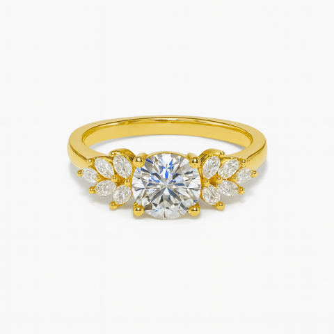 925 Silver Multi Stone Diamond Ring | Gold Plated Engagement Ring for Women”