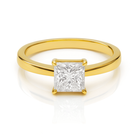 925 Silver Princess Cut Solitaire Ring – Square Diamond Look Engagement Ring”