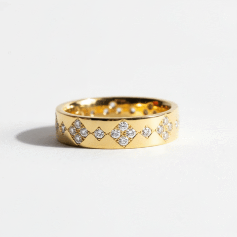 925 Sterling Silver Band Ring | Mirror Polished Gold Plated Ring