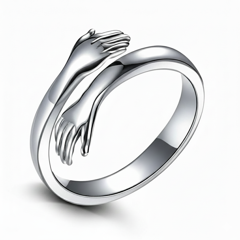 925 Sterling Silver Hug Me More Ring for Girls | Cute Adjustable Hug Ring