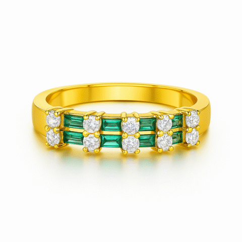Emerald Radiance 925 Diamond Band Ring