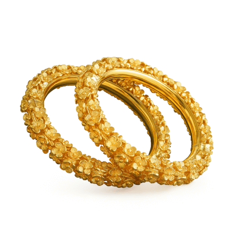 “925 Silver Floral Heritage Bangle – Handcrafted Gold-Plated Traditional Kada for Women”