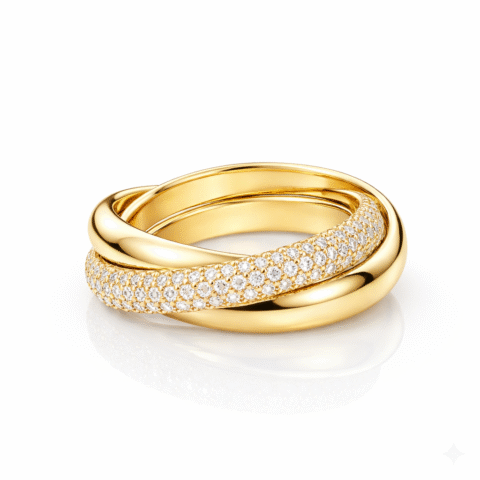 925 Silver Trinity Ring – Classic Model (Half-Pavé)