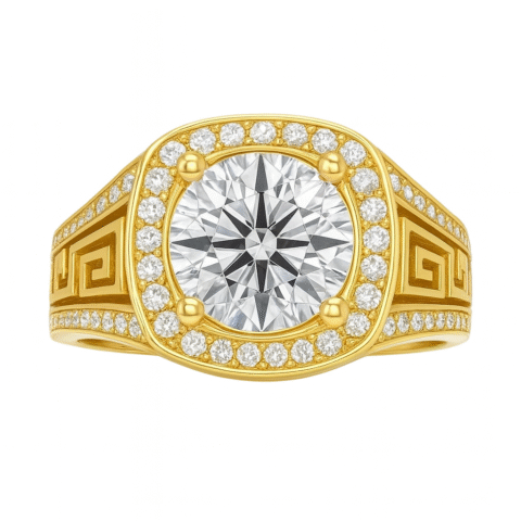 925 Silver Greek Halo Men’s Luxury Ring