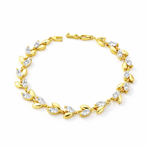 925 Silver Leaf Diamond Bracelet
